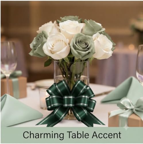 Image of Prokart - Pull Bow Gift Ribbon for Gift Wrapping, Large Decorative Pull Bows for Presents, Hampers, Flower Bouquets, Wedding, Birthday, Christmas & Party Decorations (30MM, Green, Pack of 100PC)