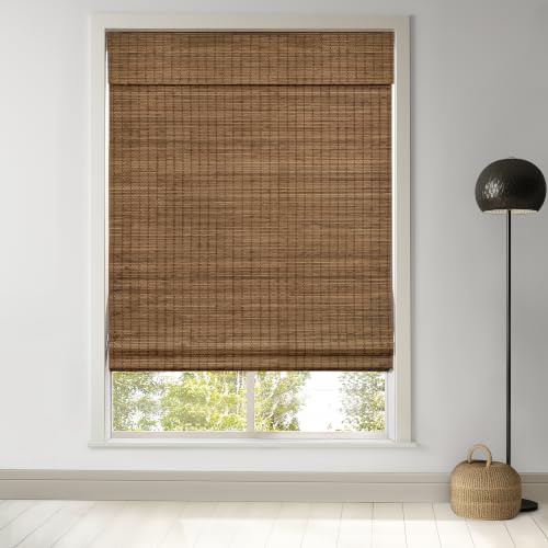 LazBlinds Cordless Bamboo Roman Shades 34.5x48 Highfield Teak