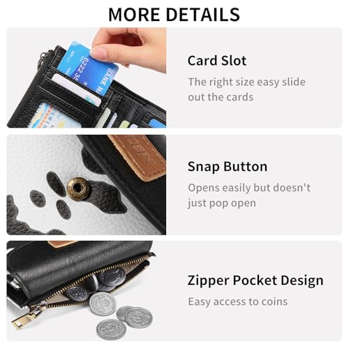 Image of SENDEFN Small Womens Wallet RFID Blocking Double Zipper Pocket Card Holder Purse