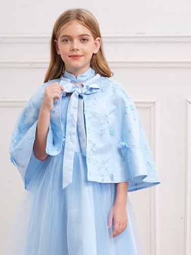 Sywiyi Girls Elegant Bolero Shrug Shawl Wraps Princess Cape Flower Dress Cover Up Dressy Coat Jacket Cardigan3