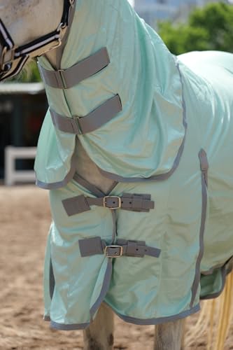 Image of LEAFOREST Horse Mesh Combo Fly Sheet with Adjustable Belly Guard and Detachable Neck Cover Lightweight and Breathable Protect Equines Green 81 inch