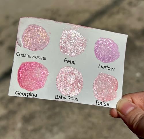 CSY art gallery Sparkly Handmade Watercolour Paint Palette Metallic Watercolours Painting Set Gift for Artists in Calligraphy, Hand Lettering, Junk Journaling (Peach Soda)