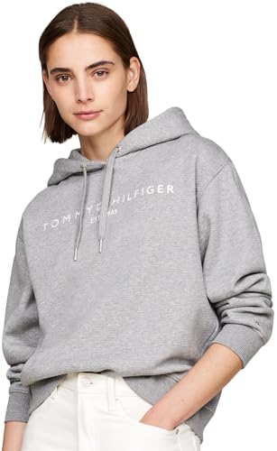 Tommy Hilfiger Damen Hoodie mit Logo, Grau (Medium Heather Grey), XXS – Ansicht 1
