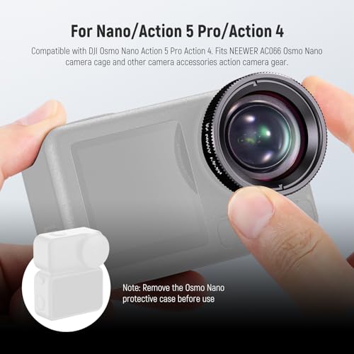 NEEWER Makro Objektiv kompatibel mit DJI Osmo Action 5 Pro/4 Action Kamera, Macro Lens, 2X Vergrößerung, 2 Linsenelemente in 1 Gruppe, 3-4cm Brennweite, Nahaufnahmen Zubehör, Nicht wasserdicht, LS-68