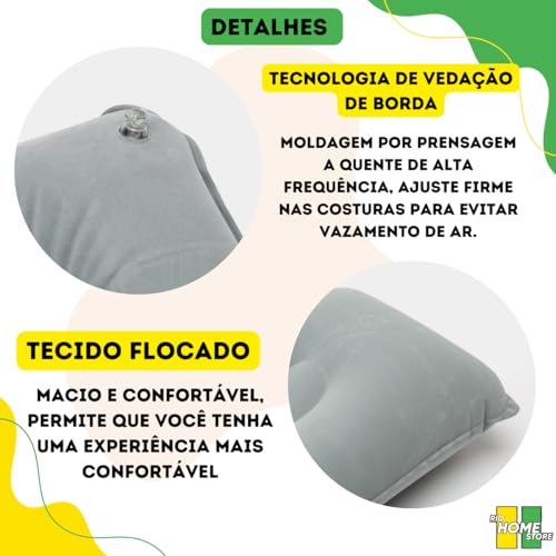 Travesseiro Inflável Camping Viagem Carro Prova D'água Smart (Cinza)