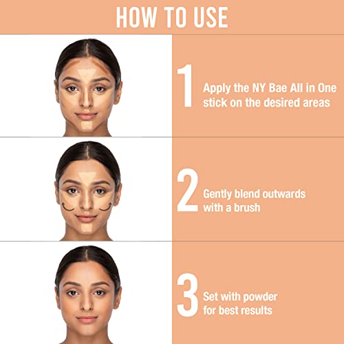 Image of NY Bae All In One Stick - Foundation Concealer Contour Color Corrector Stick | Flawless Texture, Natural Finish | For Fair Skin - Queens Royale Porcelain 17