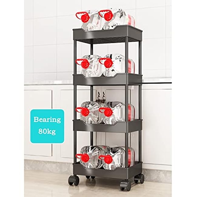 Kitchen Storage Cabinets Small Trolley Rack Floor-to-ceiling Multi-layer Household Cracked Snack Storage Shelf Kitchen Mobile Vegetable Basket Storage Basket Kitchen Shelves (Color : A-3Layer)-RKZvDOiY