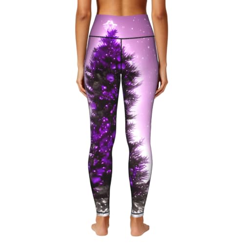 Leggings de Navidad morados para mujer conjuntos deportivos cómodos que no se transparentan 4