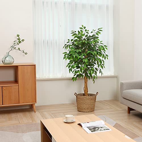 Soguyi 5Ft Ficus Artificial Trees With Realistic Leaves And Trunk, Silk Fake Ficus Tree With Plastic Nursery Pot, Faux Ficus Tree For Office Home Farmhouse For Indoor Outdoor Decor(Set Of 1) #TOP3