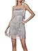 LYANER Women's Sexy Two Piece Outfit Fringe Sleeveless Cami and Short Skirt Sets Silver X-Small