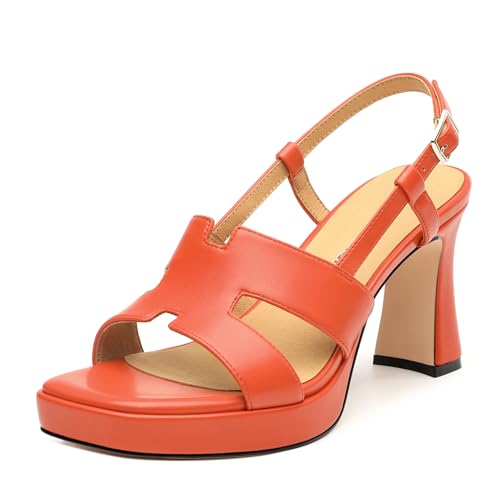 Image of ROSERWISH Womens Platform Heeled Sandals, Open Square Toe Chunky Heels, Strappy Sandals for Women, Leather Insole Dress Shoes for Prom Weeding Bride Party 3.5 inch