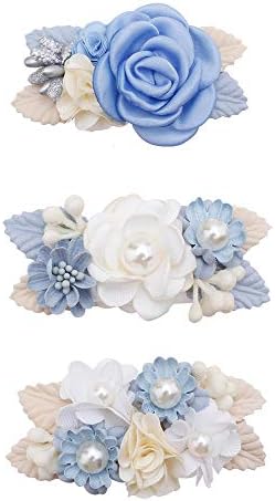 cherrboll Flower Hair Clips Set 3pcs Floral Hair Bow Accessories for Baby Girl Toddles Teen Gifts