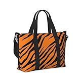 Bolsa de mano portátil plegable con estampado de leopardo y tigre naranja para fin de semana, viajes, gimnasio, vacaciones