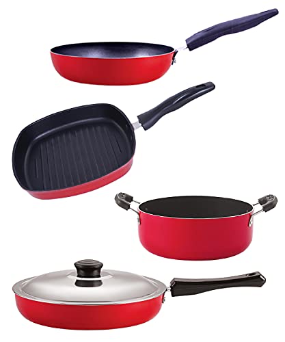 Image of Nirlon Three Layer Non-Stick Coated Chemical Free Healthy Kitchenware Utensil Gift Set of 4 Pieces (FP12 CVG GP22.5 CS24)