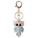 Owl Keychain - Stylish Owl Shaped Keyring with Crystal Eyes, Perfect for Bags, Wallets, and Car Keys, Unique Gift Idea, Blue