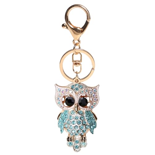 Owl Keychain - Stylish Owl Shaped Keyring with Crystal Eyes, Perfect for Bags, Wallets, and Car Keys, Unique Gift Idea, Blue