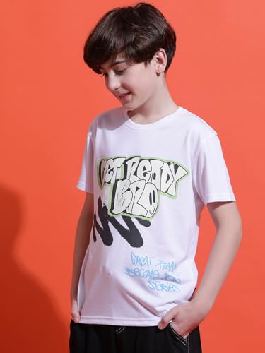 Image of Li'l Tomatoes Boys Cotton T-Shirt | Graphic Printed Half Sleeve Casual Summer Wear | Soft & Breathable | 9-16 Years