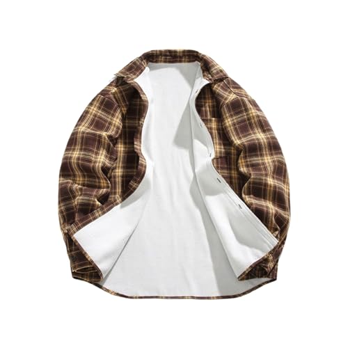 Chaqueta genérica para hombre a cuadros de invierno, chaqueta de apertura con botones polar Streetwear ropa para hombre, moda invierno, abrigo cálido algodón grueso para senderismo y frío casual y
