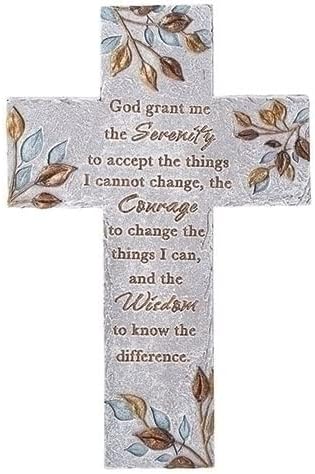 Roman Serenity Prayer Wall Cross, 8-inch Length, Religious Decoration