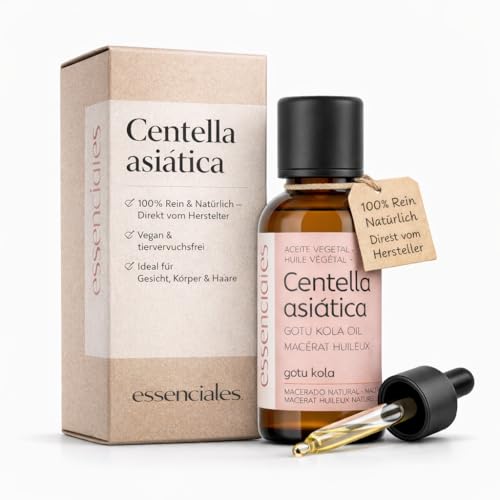 Centella Asiatica Öl Natürlich Gotu Kola Für Hautregeneration Straffung Und Feuchtigkeit Natürliches Pflanzenöl Gegen Narben Und Dehnungsstreifen Für Gesicht Körper Und Kopfhaut 30 ml - ESSENCIALES