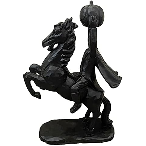 QNQA Sleepy Hollow - Headless Horseman Statue All Black, Horror Headless Horseman Halloween Decor Sculpture, Handmade Resin Ornaments Figurines for Home Indoor Office Desktop Decorations,8.26inch Cover
