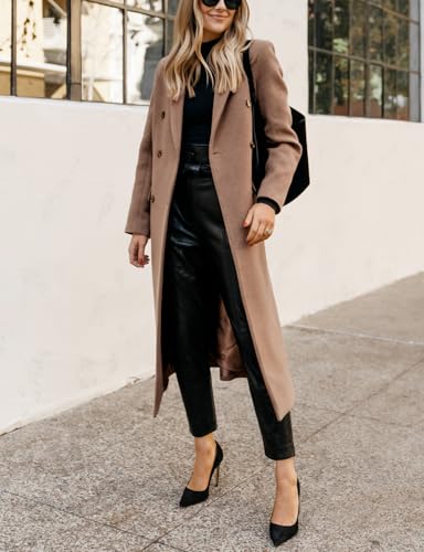 IDEALSANXUN Womens Long Wool Coats Fall Winter Notch Lapel Dressy Trench Coat Peacoat Jackets2