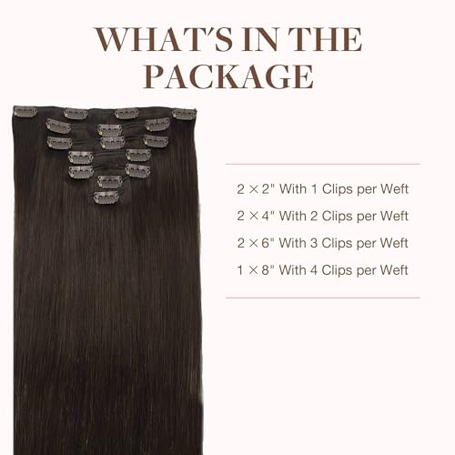Image of GOO GOO Clip in Hair Extensions Real Human Hair Brown Remy Extensions