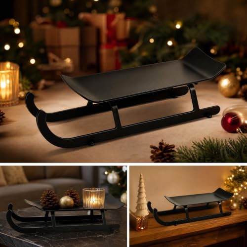 Metal Santa Sleigh Shaped Serving Tray, Christmas Decorative Tray - image 5