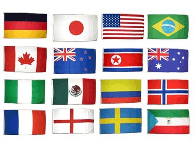 Flaggen-Set Frauen Fußball 2011, 16 Nationen - 90 x 150 cm