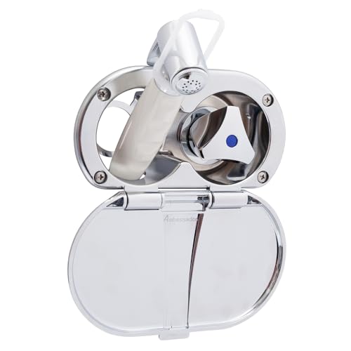 Ambassador Marine Trinidad- Transom Shower (Cold Only), Chrome Cup & Lid, Hammer-Head Warm White Sprayer, 6' Stainless Steel Hose, Chrome Trinidad Handle - 136-0216-CW-W
