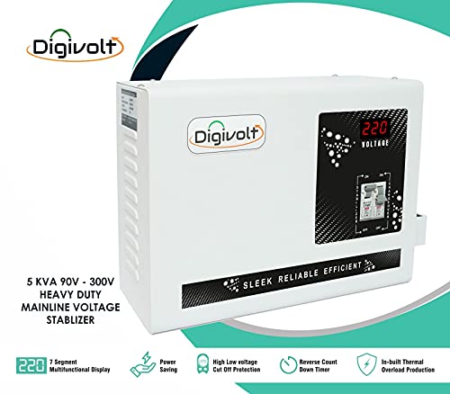 Image of Digivolt D690VM 5KVA 90V-300V 4000W Heavy Duty Mainline Voltage Stabilizer for Home, Load 20 Amps (White)