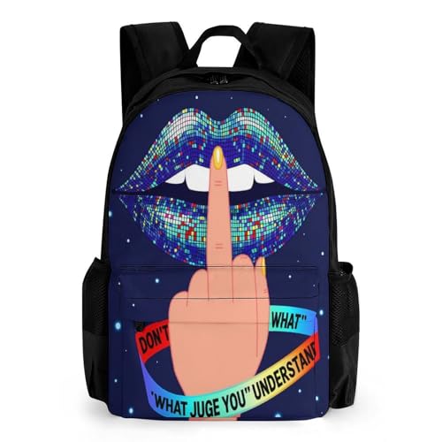 Supdreamc Lightweight Rucksacks for Climbing Outdoors Walking Cycling - Large Capacity Anti-Theft Multipurpose Carry On Bag, Autism Puzzles Lip Blue Art Camping Outdoor Backpack