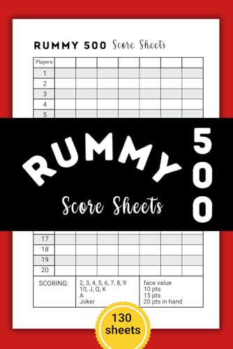 Rummy 500 Score Sheets: 130 Score Pads, Up to 8 Players, Small size 6x9