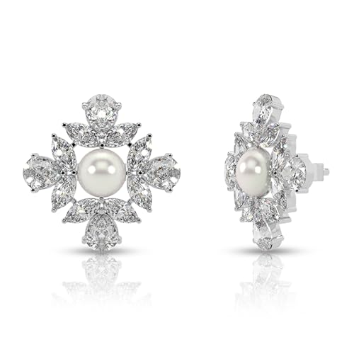 Image of 925 Sterling Silver Stud Earrings for Women | Cubic Zirconia Solitaire Ear Studs | Lightweight Hypoallergenic Anti-Tarnish Daily Wear Jewellery | Gift for Girls, Wife, Girlfriend, Mother, Sister | Birthday, Anniversary, Rakhi