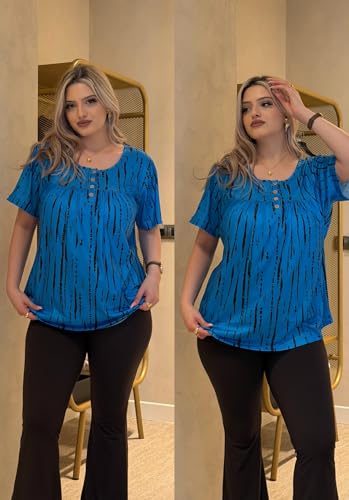 Image of IN'VOLAND Plus Size Tops for Women Short Sleeve Shirts Dressy Casual Tunics