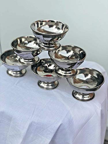 HomeGoods Stainless Steel Ice Cream Sundae Gelato Kulfi Pudding Desert Serving Bowl Cup (12), Sliver, Large - Image 3