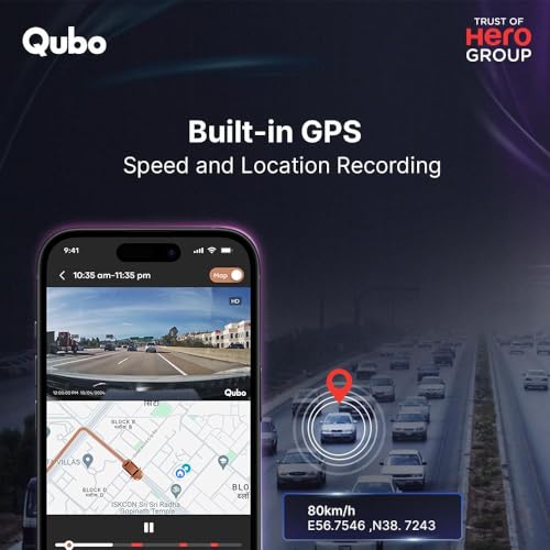 Image of Qubo Car Dash Cam Pro 3K HDR | Hero Group | 5MP 3K QHD | Sony STARVIS IMX335 Sensor | Wide View | 3.2 inch LCD | GPS Logger | Wi-Fi | Emergency Recording | Made in India | Supports Up to 1 TB SD Card