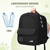 pecute Haustier Rucksack 6kg, Tragbare und Faltbare Katzentasche, Atmungsaktive und Leichte Hundetasche, Wasserdichtes Oxford-Tuch, für Reisen, Wandern,Schwarz