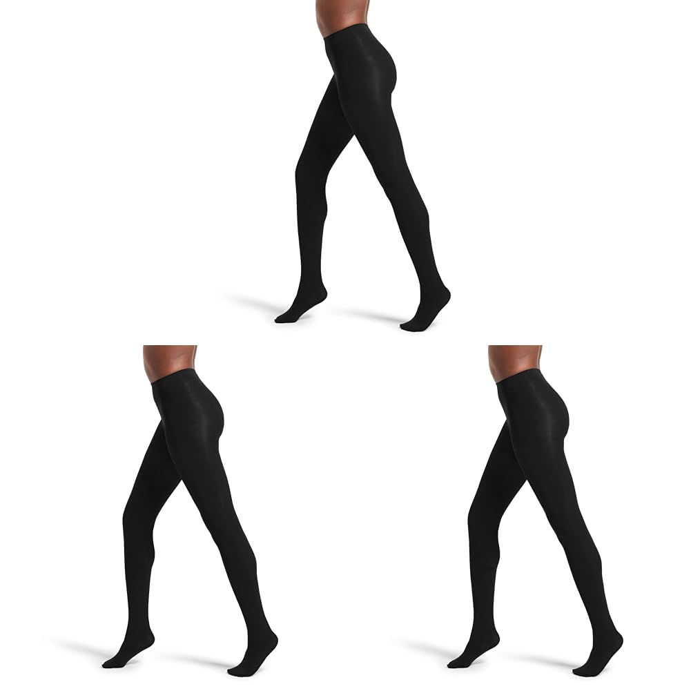 No nonsense Women's Super Opaque Control Top Tights 90 Denier Soft High Waist Pantyhose