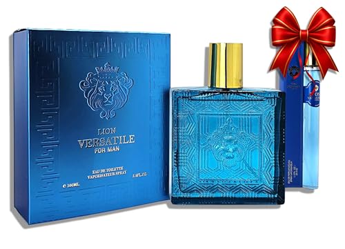 Versatile For Man, 02-Piece Set Cologne for Men, 100 ml/3.4 fl.Oz & Mini Perfume 35 ml/1.17 fl.Oz, Eau de Toilette, Long-lasting Mint, Green apple & Lemon notes for daytime, Travel perfume, fragrances