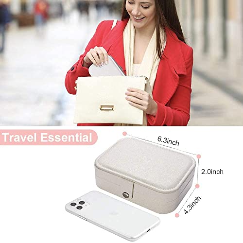 Image of KRISHYAM Travel Jewelry Case, Mini Jewellery Box, Portable Jewelry Box Display Storage Case, Bangle Box, Jewellery Organizers, Storage Boxes for Rings & Earrings (White)