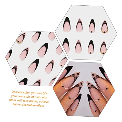 KALLORY 72 Pçs Unhas Francesas Borda Preta Uñas Postiças Decoradas Peças De Unhas Falsas Femininas P