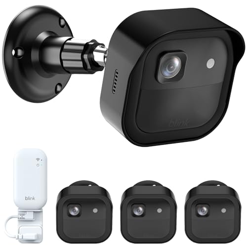 Blink Outdoor 2K Mount 3 Pack Protective Covers and 360 Adjustable Bracket Snap-On Case for Easy Battery Change Cable Management Blink Sync Module Mount(Black)