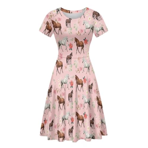Image of AFPANQZ Womens Casual Summer Lightweight Vintage Dress Short Sleeve Midi Dress Knee-Long Luxury Formal Dress