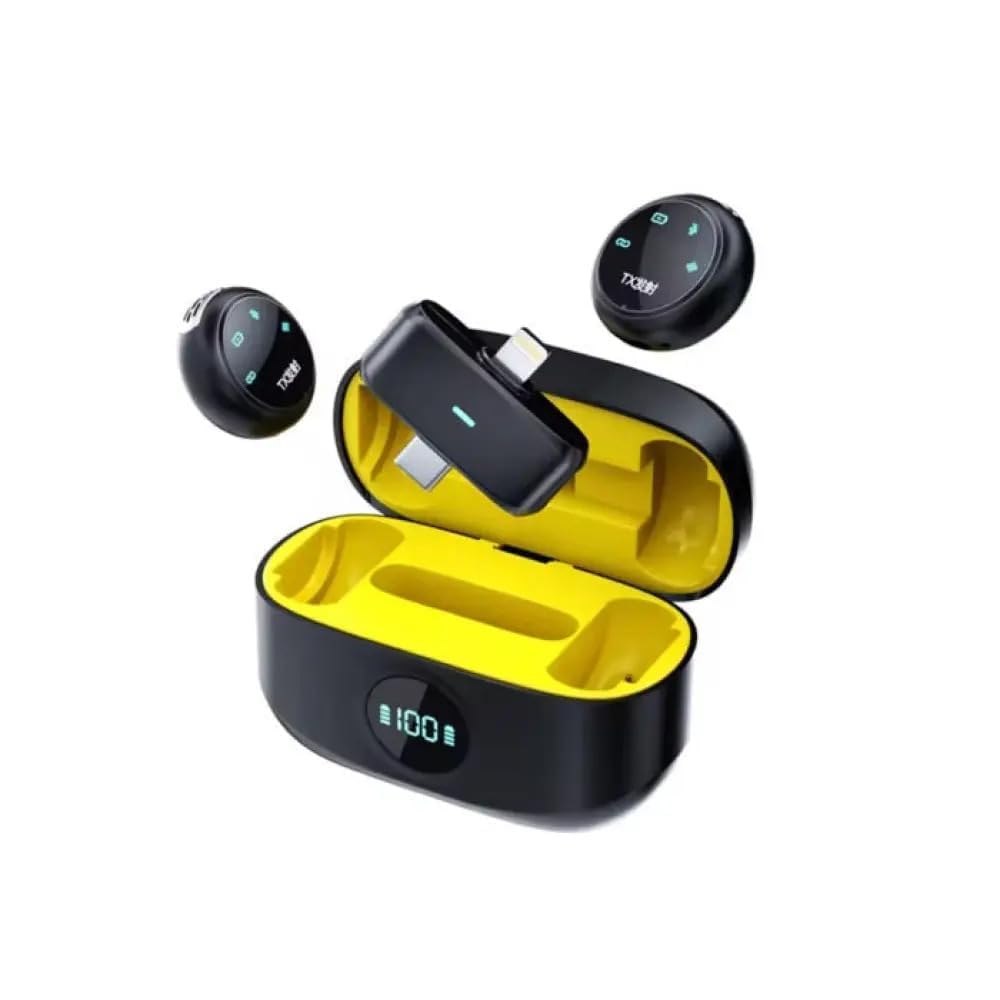 K31 Pro Wireless Lavalier Microphone, Dual Button Mini Collar Clip-on Mic with LED Charging Case, Noise Reduction 2.4G Wireless Mic for iPhone, Android, USB-C, YouTube, Vlog, Live-image-6