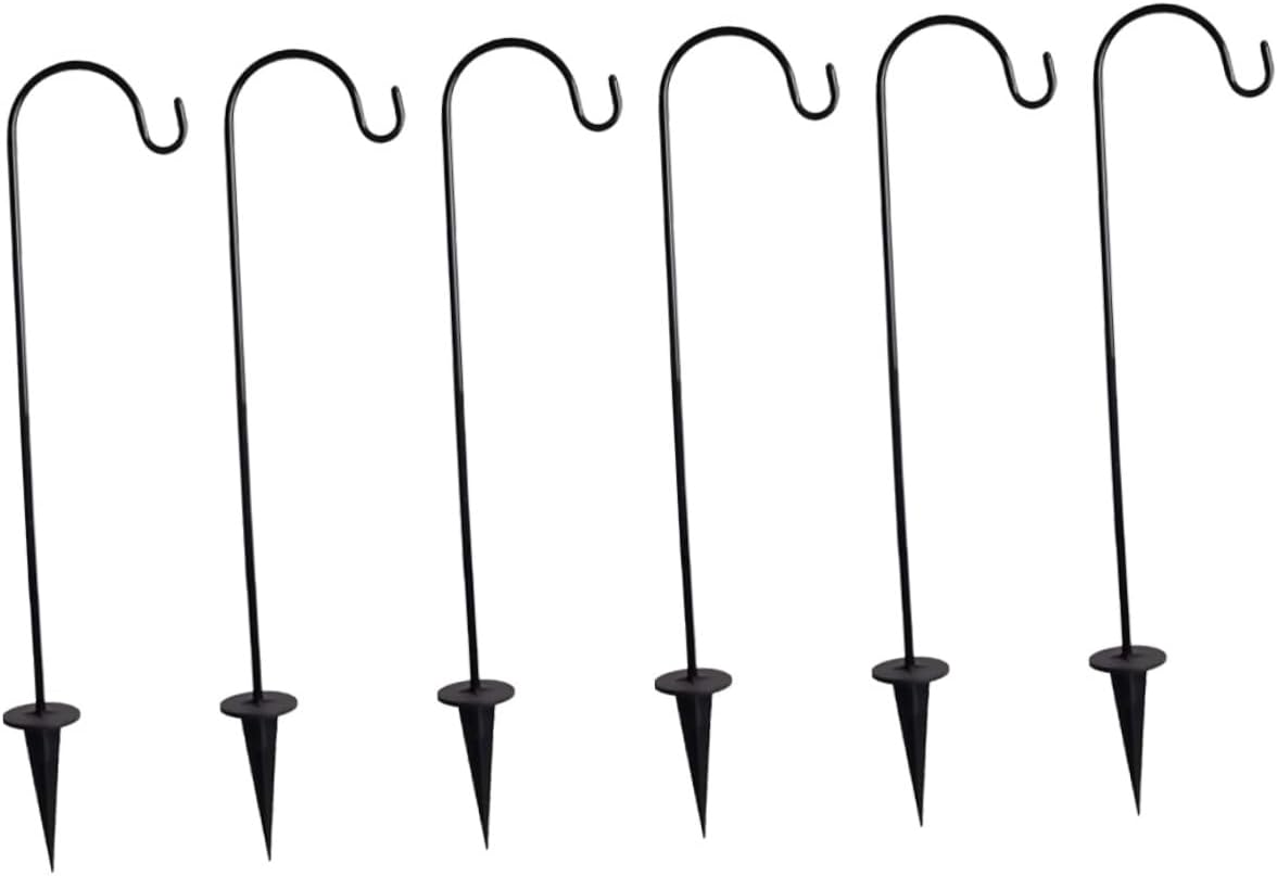BESPORTBLE 6pcs Outdoor Solar Garden Stake Hooks Shepherds Hooks for Hanging Lights Planters Wind Chimes Easy to Install