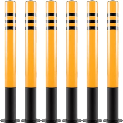 Bolardos De Tráfico, Conos De Tráfico, Barrera De Seguridad, Postes Delimitadores De Tráfico De Hierro, Poste Delimitador Amarillo con Base, Barrera De Seguridad De,Yellow-H40cm 6pc