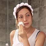 BESTOOL Skin Care Headband for Washing Face,Non-slip Face Wash Headband Sponge Terry Towel Cloth Fabric Bubble Makeup Skincare Headbands for Women Makeup Removal Spa Shower Hair Accessories(Pink)