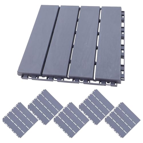 HOMSFOU Azulejos Entrelazados de Plástico para Patio y Jardín 6 Piezas 4 Lamas Resistentes para Suelo Exterior y Terraza al Aire Libre