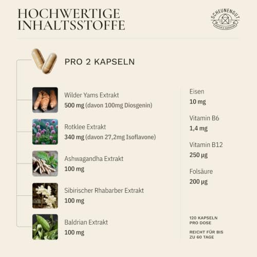 Kompleks za menopauzu – korijen jama i crvena djetelina visoke doze - DE SCHEUNENGUT®